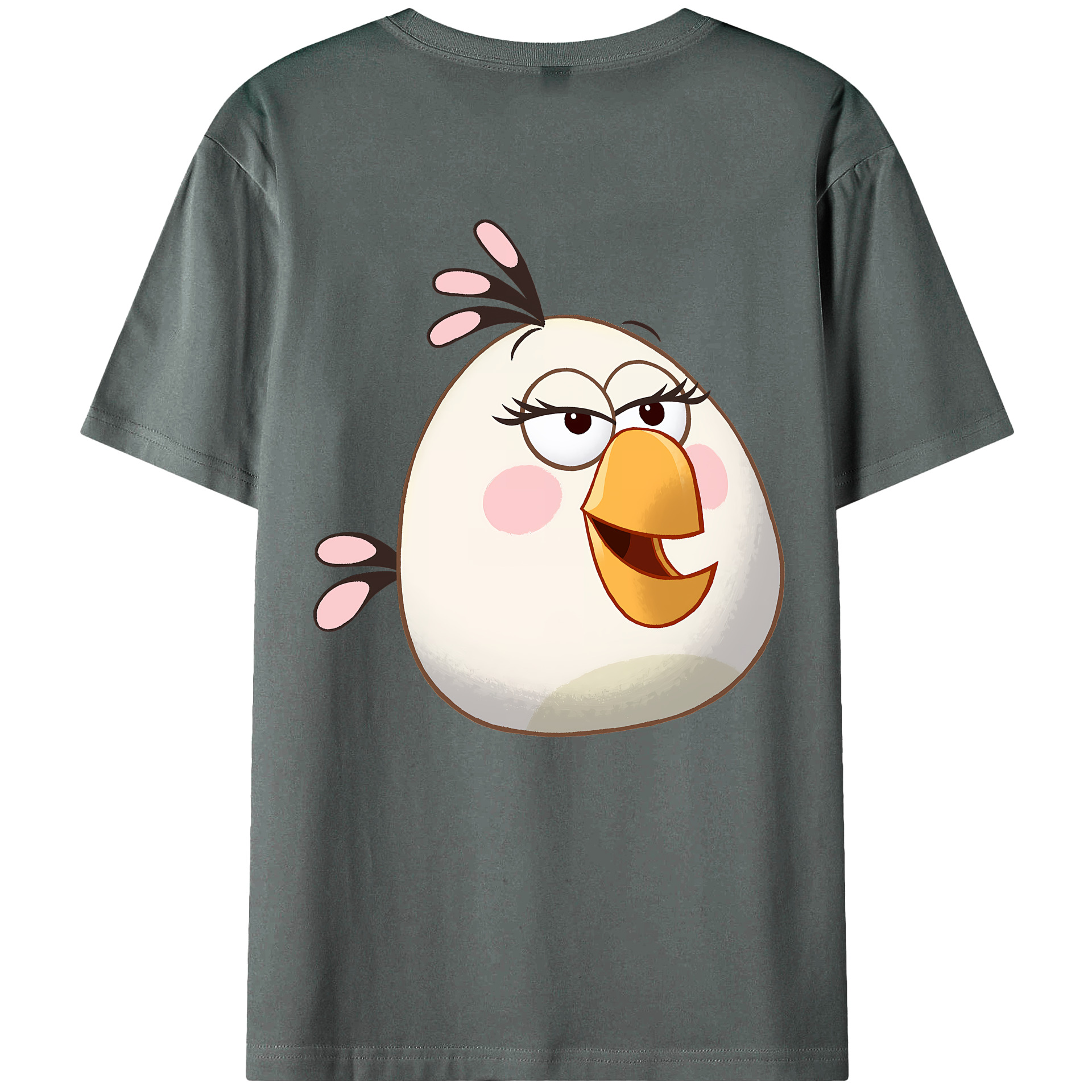（画像用） Angry Birds アングリーバード 綿100％ メンズ半袖Tシャツ（バックプリント） 通気性